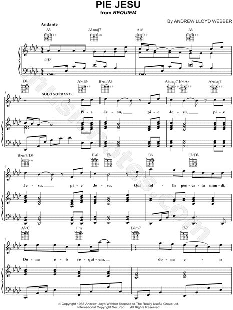 Pie Jesu From Requiem Sheet Music In Ab Major Transposable