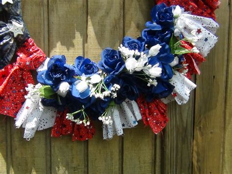 Patriotic Fabric Wreath Seams And Scissors