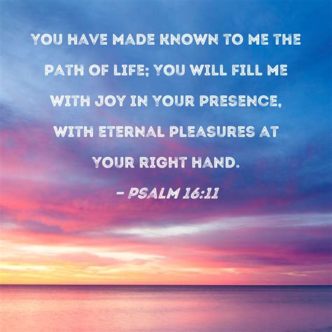 Psalm 16:11 You have made known to me the path of life; You will fill