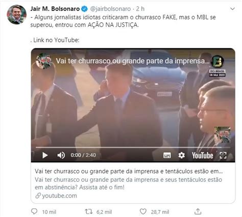 Bolsonaro diz que faria churrasco neste sábado volta atrás chama