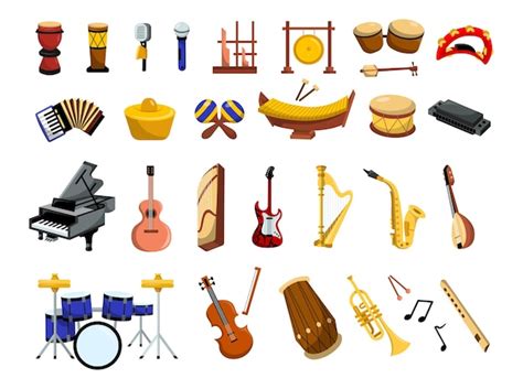 Colección de instrumentos musicales de ilustración vectorial Vector