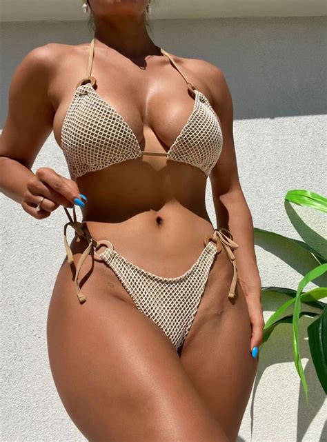 Foreign Trade New Split Bikini Special Fabric Sexy Solid Color Tied