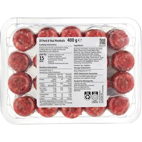 Woolworths Pork And Veal Meatballs 400g Bunch