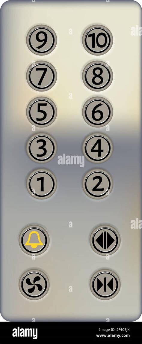 Control Panel Of The Elevator On A White Background Metal Elevator