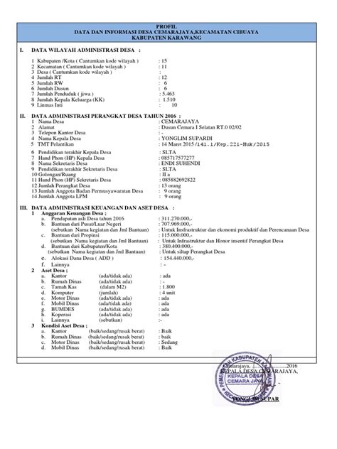 Contoh Profil Desa | PDF