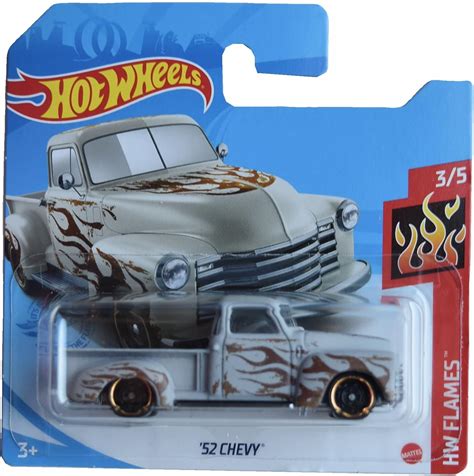 Amazon Hot Wheels 52 Chevy HW Flames 3 5 Gray Short Card Toys Games