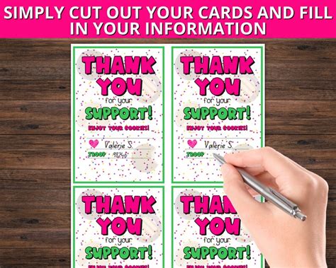 Editable Girl Scout Cookie Thank You Cards Cookie Thank You Tags