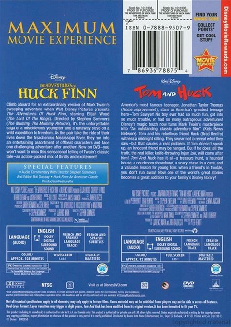 Adventures Of Huck Finn The Tom And Huck Double Feature Dvd