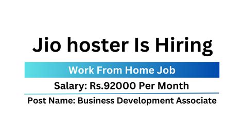 Jio Hoster Job Work From Home Job Business Development Associate