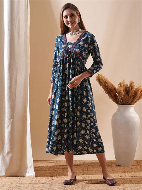 Buy Fashor Floral Printed Empire Midi Dress Dresses For Women 28970848 Myntra