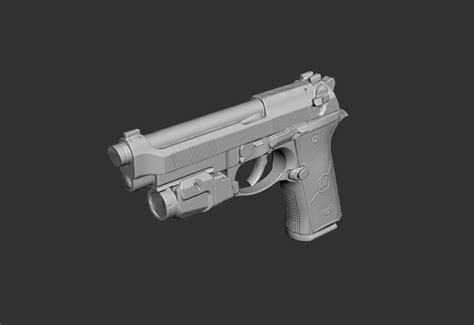 Stl File Beretta M9a4 Streamlight Tlr7 A Flex Real Size 3d Scan Gun Mold 🩻 ・3d Printing Template