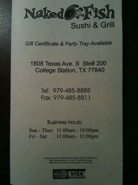 Naked Fish Menu Menu For Naked Fish College Station College Station