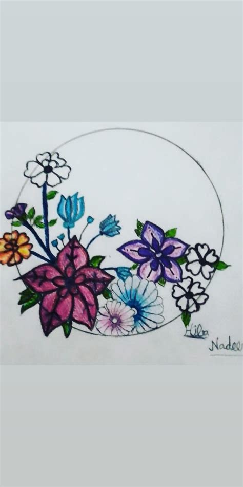 Flower design drawing with pencil colours | Flower drawing, Flower ...