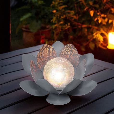 Lampe Solaire Fleur De Lotus Fleur Led Lumineuse Rechargeable Par