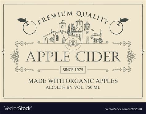 Label For Apple Cider With Apple In Retro Style Vector Image