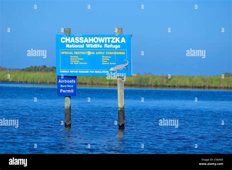 Sign Chassahowitzka National Wildlife Refuge Gulf Sea Mexico Near