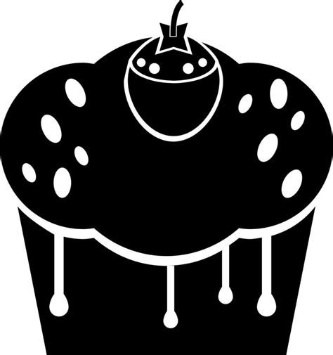 Illustration Of Cherry Cupcake Icon In Black And White Color 24289019