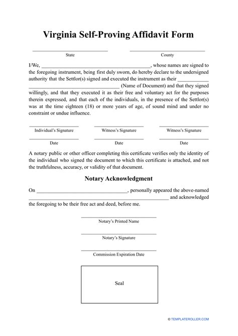 Virginia Self Proving Affidavit Form Fill Out Sign Online And