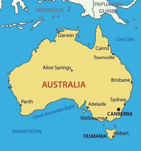 Map of Australia and Flag | Australia Cities, States and Outline Map ...