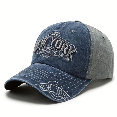 Gorra De B Isbol Lavada Con Bordado De Nueva York Estilo Vintage