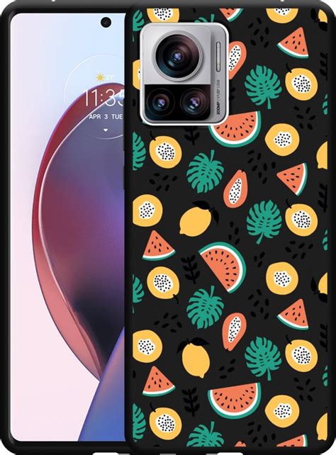 Cazy Hoesje Zwart Geschikt Voor Motorola Edge 30 Ultra Tropical Fruit