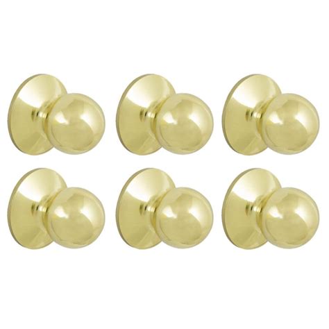 Defiant Saturn Polished Brass Hallcloset Passage Door Knob 6 Pack The Home Depot Canada