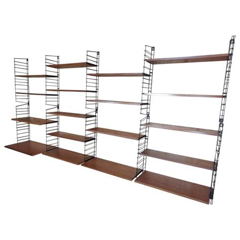 Mid Century Modern Extra Large Teak Metal Tomado Shelving Or