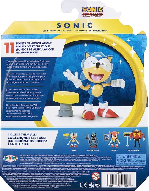 Sonic The Hedgehog Figura De Acci N Cl Sica Sonic De Pulgadas Con