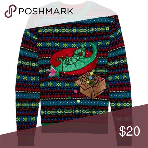 Mens Roflsaurus Rex Ugly Christmas Sweater Festive Dinosaur Pattern