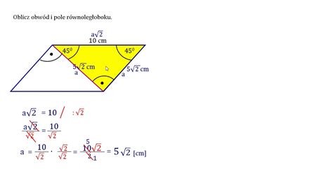 Oblicz pole i obwód równoległoboku Połowa kwadratu YouTube