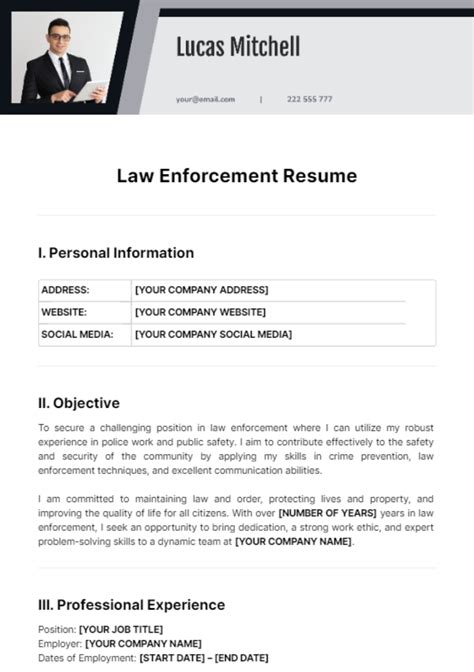 Law Enforcement Resume Template - prntbl.concejomunicipaldechinu.gov.co