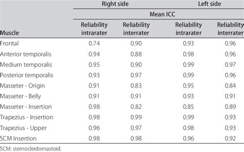 Mean Intraclass Correlation Coefficient Icc Values For Intra And