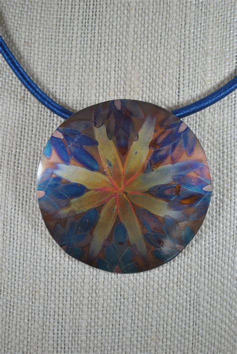 Flame Painted Copper Pendant Necklace Colorful OOAK Gift Etsy