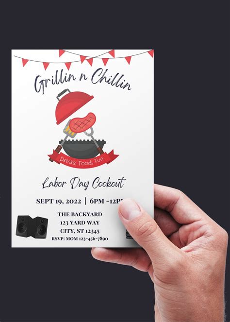 Editable Labor Day Cookout Invitation Grillin and Chillin - Etsy