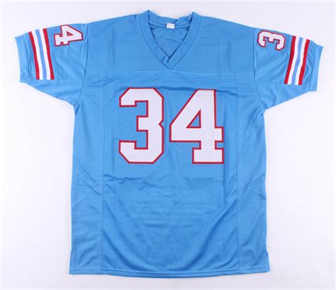 Earl Campbell Signed Career Highlight Stat Jersey Inscribed Hof