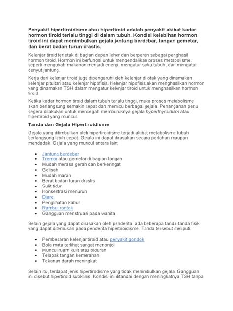 Penyakit Hipertiroidisme Atau Hipertiroid Agus Hartanto Pdf