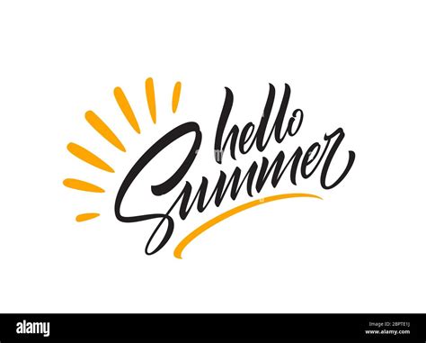 Hello Summer Handwriting Lettering Isolated On White Background Vector