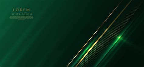 Abstract Elegant Dark Green Background With Golden Line And Lighting