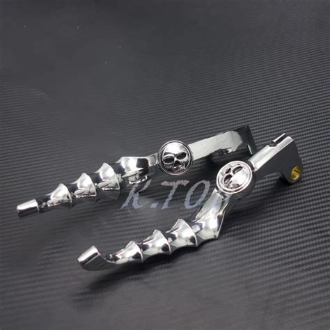 Pair Motorcycle Chrome Steel Skull Skeleton Lever Brake Clutch Fit