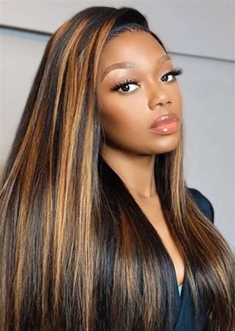 Hd Lace Piano Color 4 Highlight 27 Wig Bone Straight Lace Front Wig