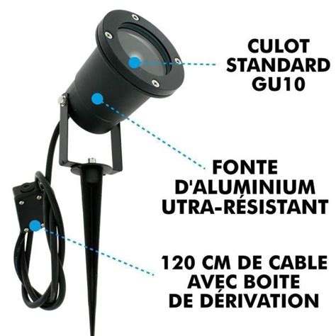 Lot de 4 Spots Piquets Extérieur IP65 pour LED GU10 Éclairage de Jardin