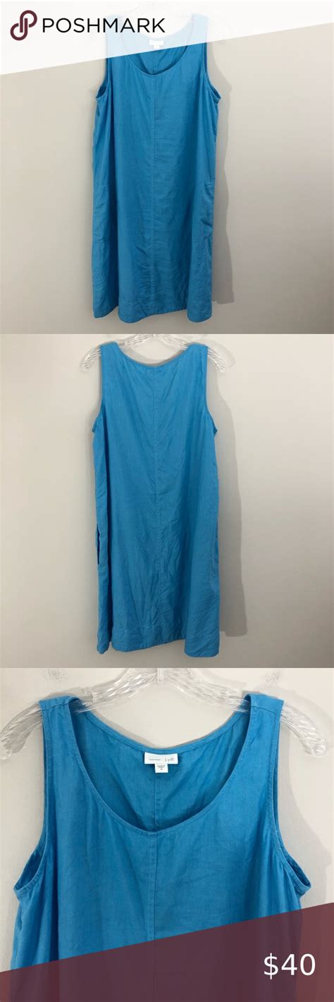 J Jill Love Linen Sleeveless Shift Dress Blue Size Medium Jill Blue