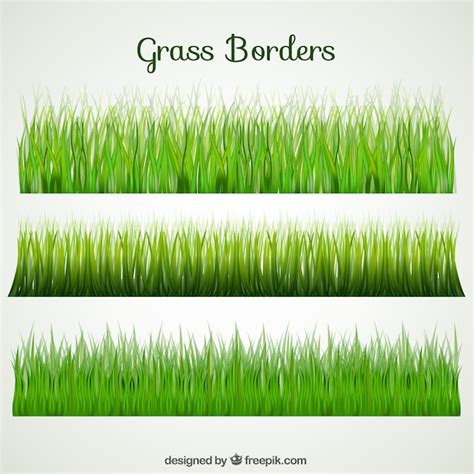 Free Vector Selection Of Three Grass Borders