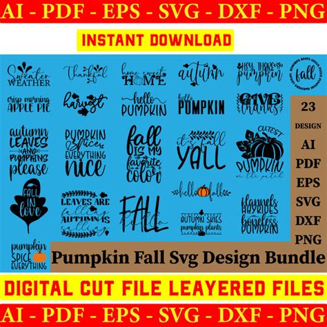 Fall Svg Bundle Autumn Svg Thanksgiving Svg Pumpkin Svg Happy Fall