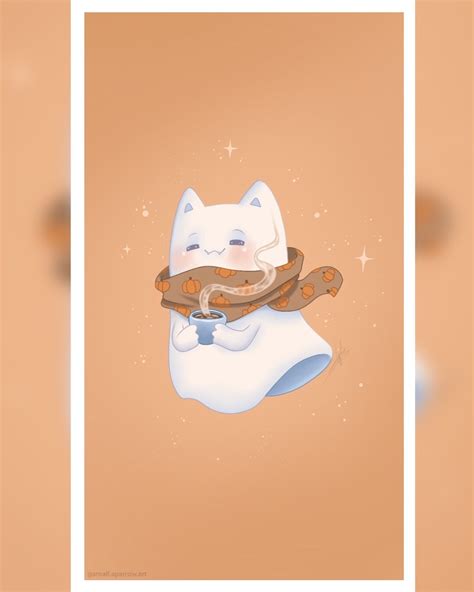 Artstation For Wallpaper Phone Cute Ghost Cat