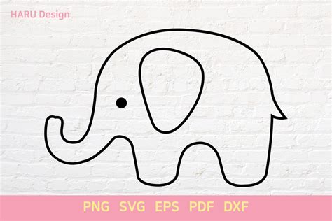 Cute Elephant Outline Template