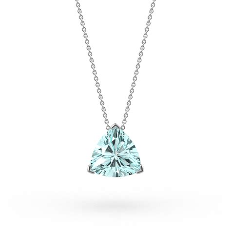 Trilliant Cut Aquamarine Floating Pendant Platandia