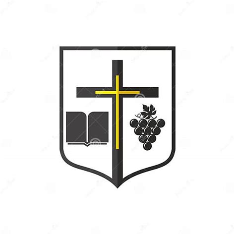 Church Logo The Cross Of Jesus The Open Bible And The Vine Stock