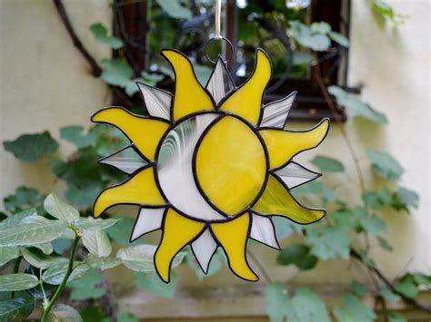 Sun And Moon Stained Glass Suncatcher Stained Glass Sun And Etsy