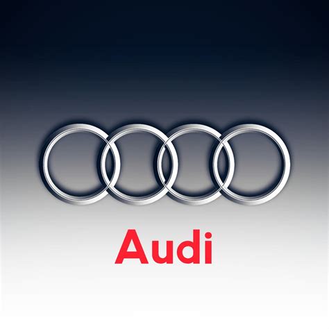 Audi Logo: Red and White Emblem on Gray Background